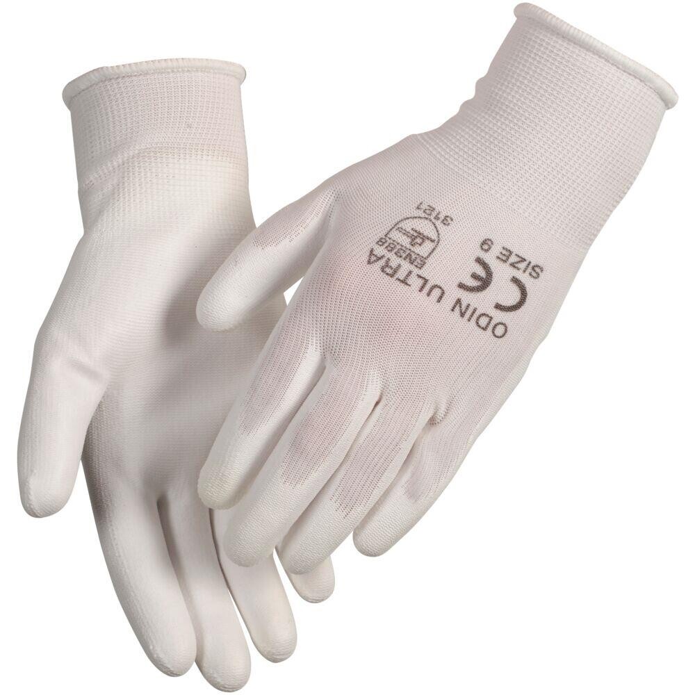 Fingerdyppet PU handske, ODIN Ultra, 9, hvid, PU - 12 par
