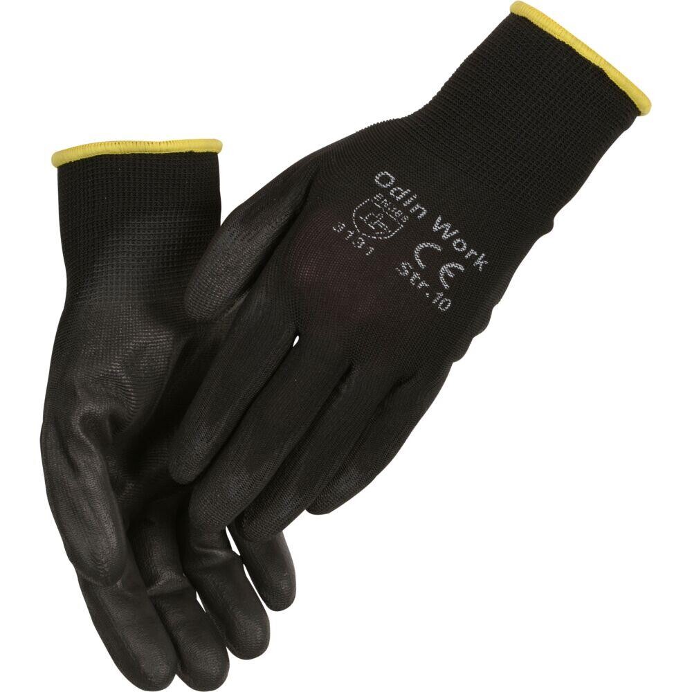 Arbejdshandsker - ODIN Work PU fingerdyppet Str. 11 Sort - 12 par