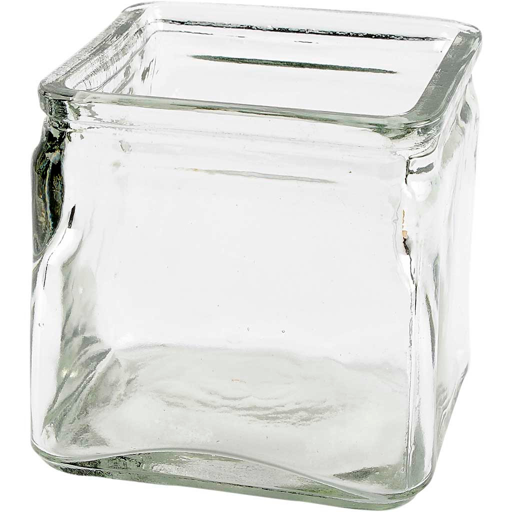 Firkantet lysglas størrelse 10 x 10 cm højde 10 cm | 12 stk.