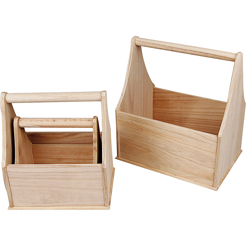 Trækasser med håndtag største mål 24 x 17,5 x 28 cm - 3 stk.