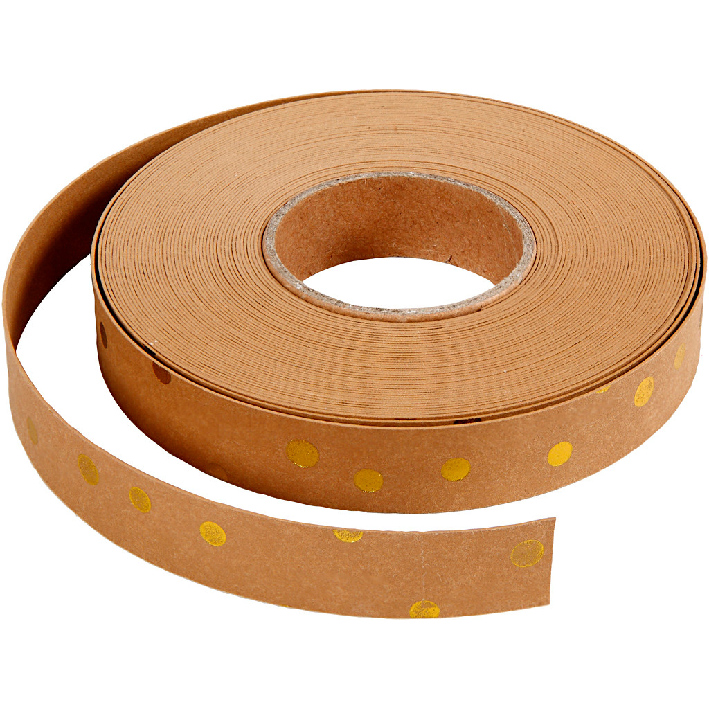 Flettestrimler bredde 15 mm tykkelse 0,55 mm lys brun guldprint | 10 meter