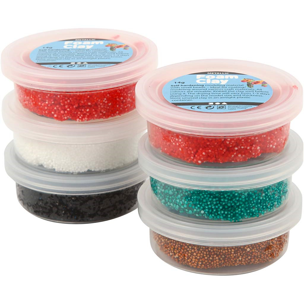 Foam Clay assorteret farver jul 6 x 14 gram