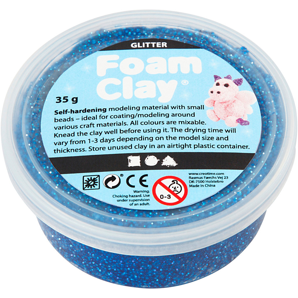 Foam Clay blå glitter 35g