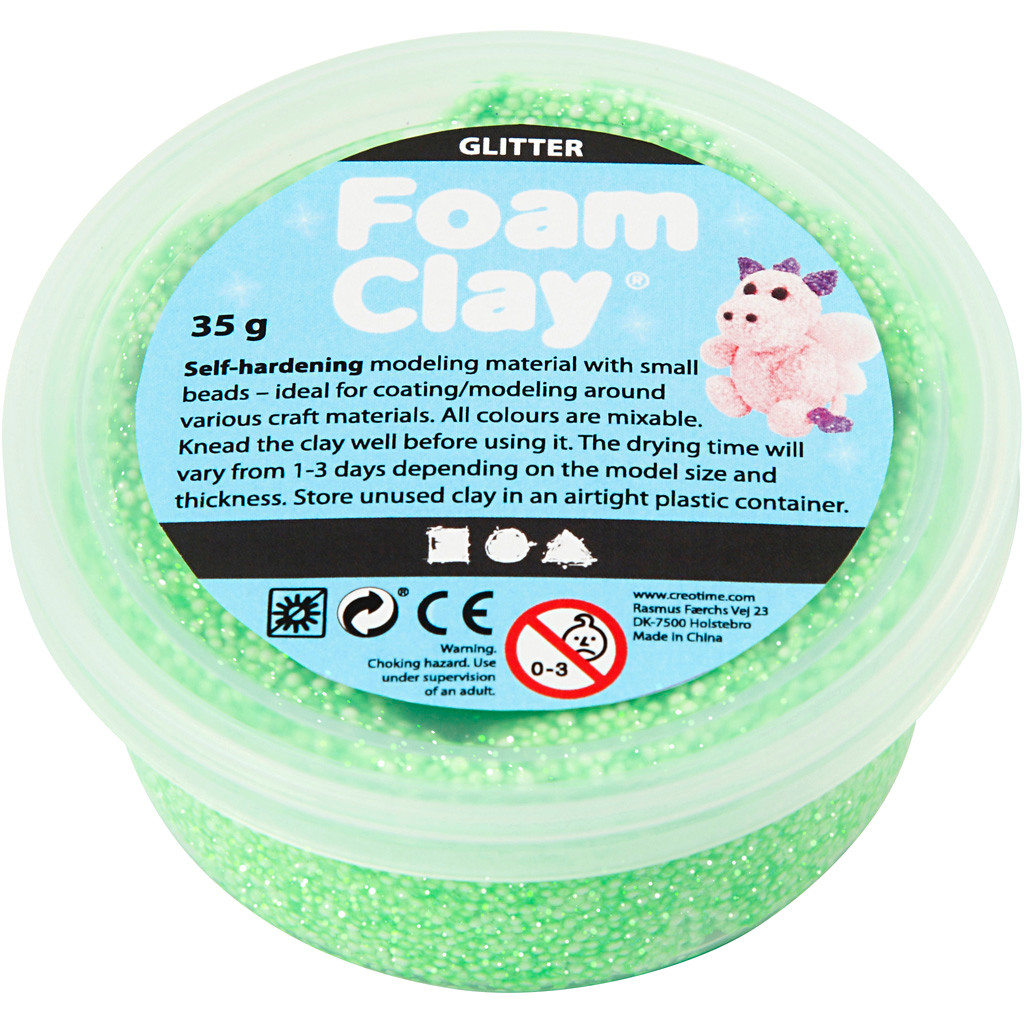 Foam Clay grøn glitter 35g