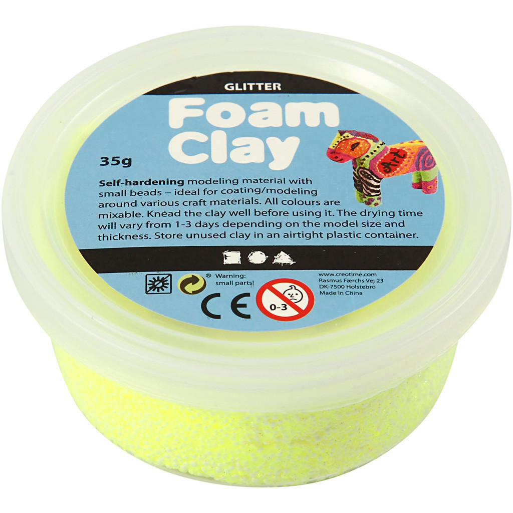 Foam Clay gul glitter - 35 gram