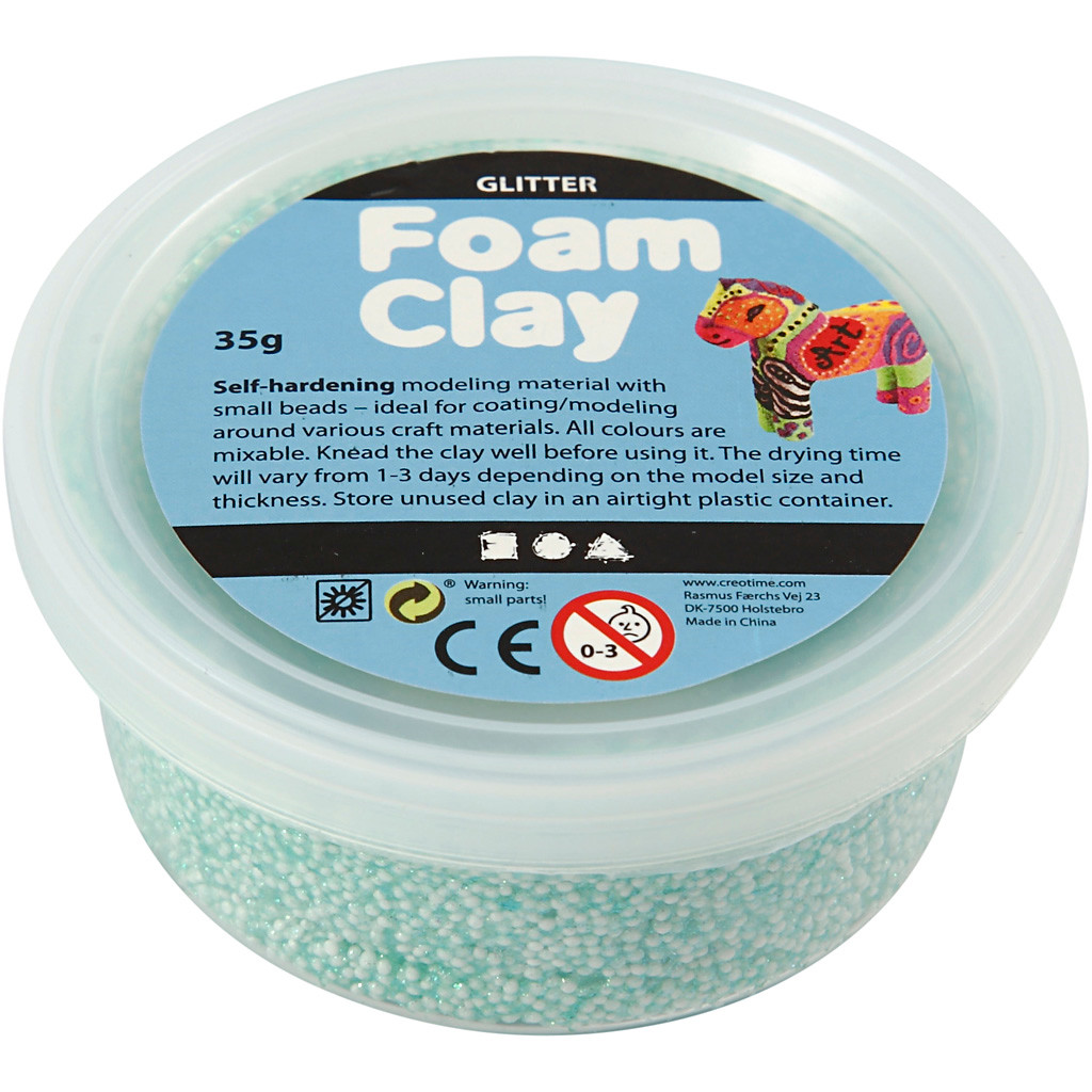 Foam Clay lys grøn glitter - 35 gram