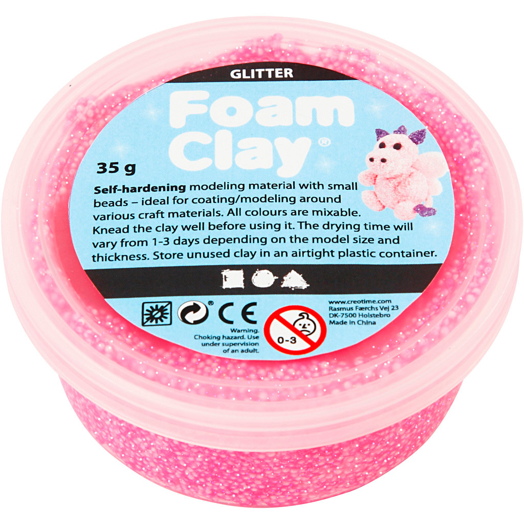 Foam Clay pink glitter 35g