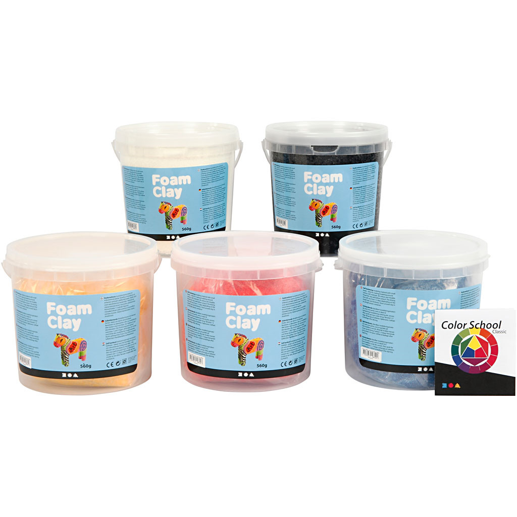 Foam Clay primærfarver - 5 x 560 gram