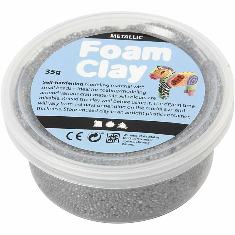 Foam Clay sølv metallic - 35 gram