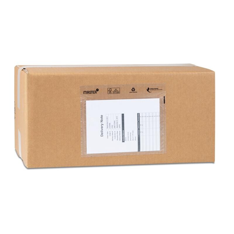 Følgeseddellomme i genbrugsplast C4 u/tryk 340x250mm 500stk/kar Plast40/Plast40/Papir46