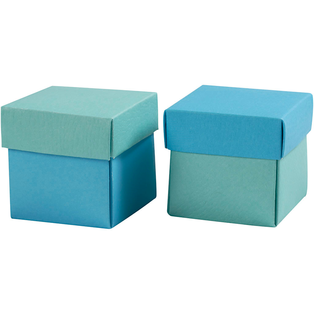 Fold-selv-æske – 5,5 × 5,5 cm – 250 g – Lys turkis/Mørk turkis – 10 stk