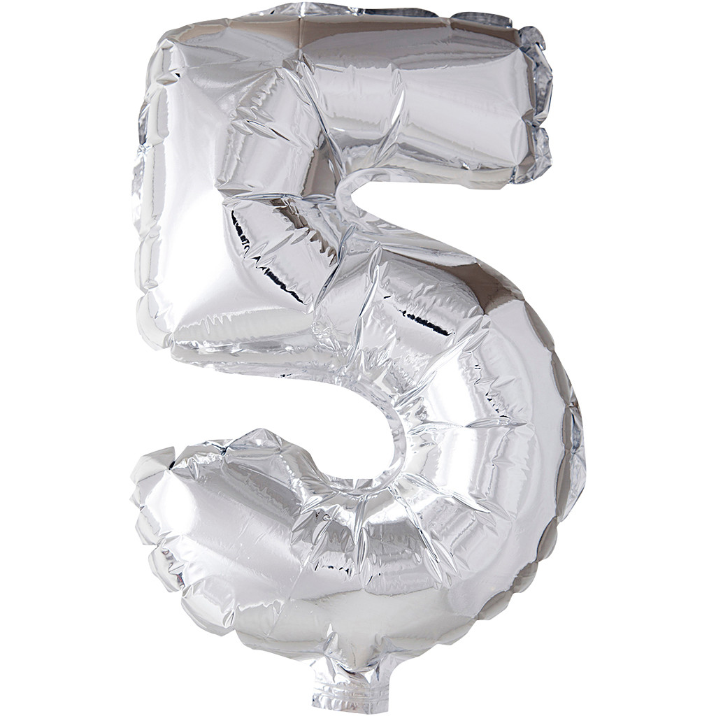 Folieballon, H: 41 cm, sølv, 5, 1stk.