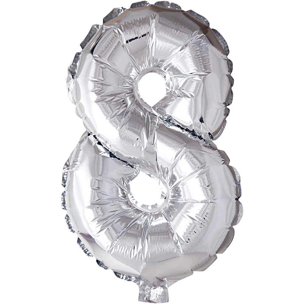 Folieballon, H: 41 cm, sølv, 8, 1stk.