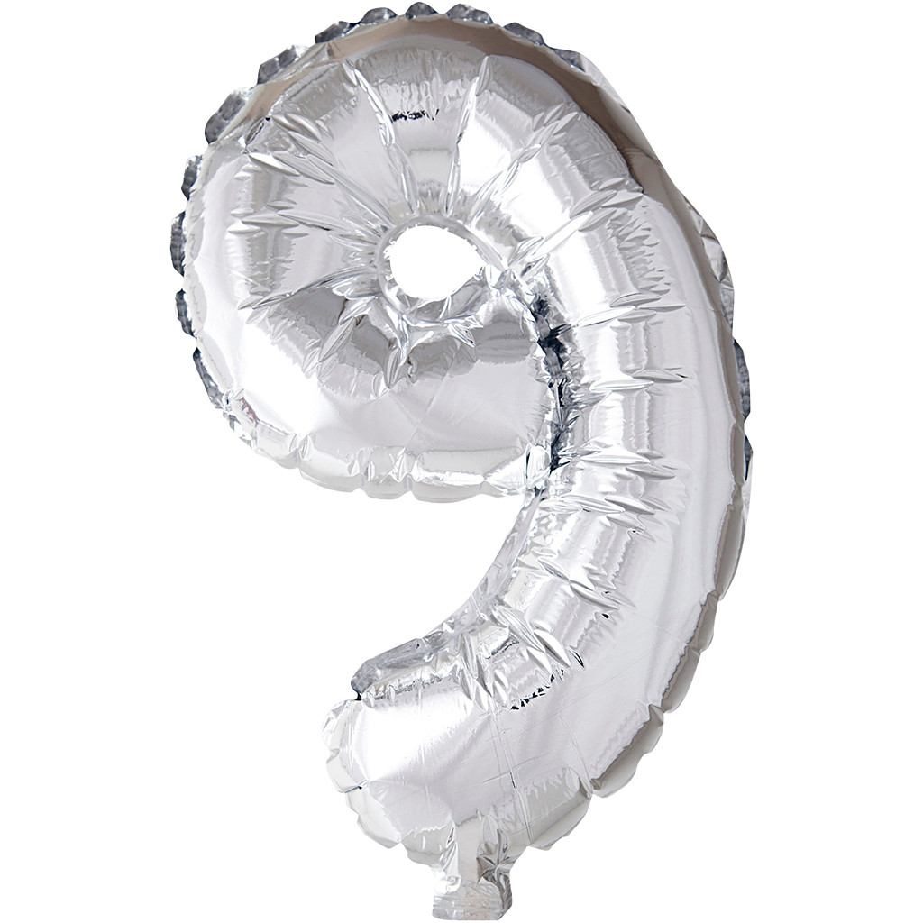 Folieballon, H: 41 cm, sølv, 9, 1stk.