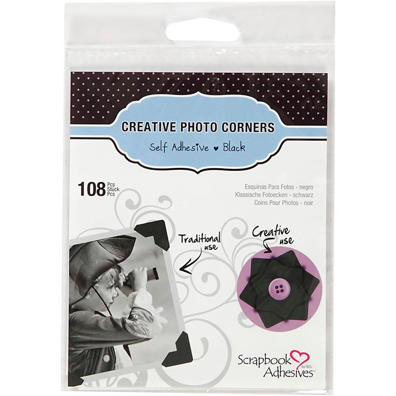 Fotohjørner 10 mm – Sort papir – 108 stk