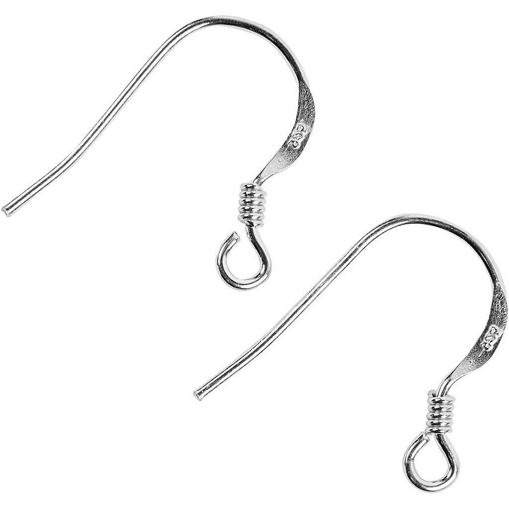 Fransk ørekrog, L: 14 mm, sterling sølv, SS, 5par