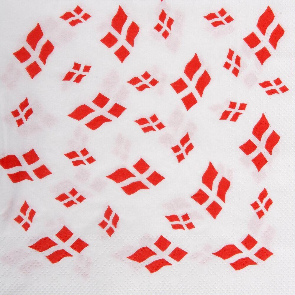 Frokostserviet - Hvid med flagmotiv - 33x33 cm - 3-lags 1/4 fold - 350 stk