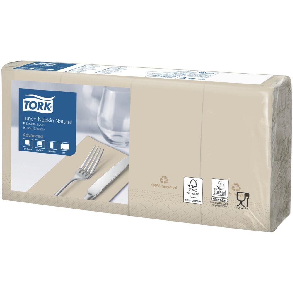 Frokostserviet Tork Advanced 477351 - 2-lags 1|8 fold 33x33cm natur - 2000 stk