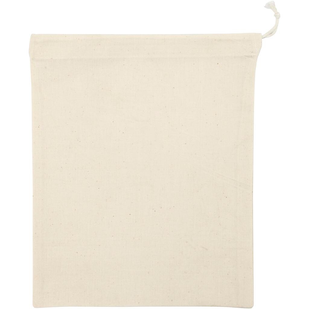 Frugtposer - 21x25 cm - Lys natur - Bomuld - 5 stk