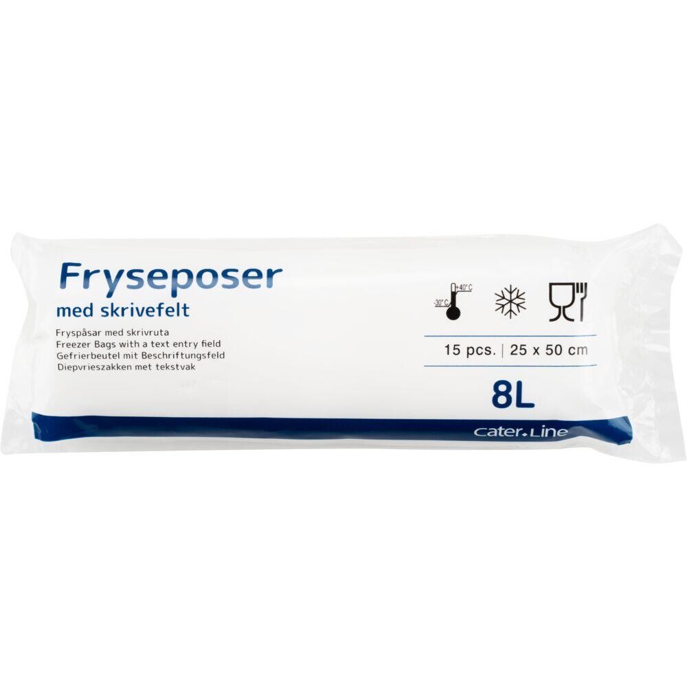 Frysepose 8 L klar LDPE virgin 25x50cm 15 poser pr rulle - 30 ruller