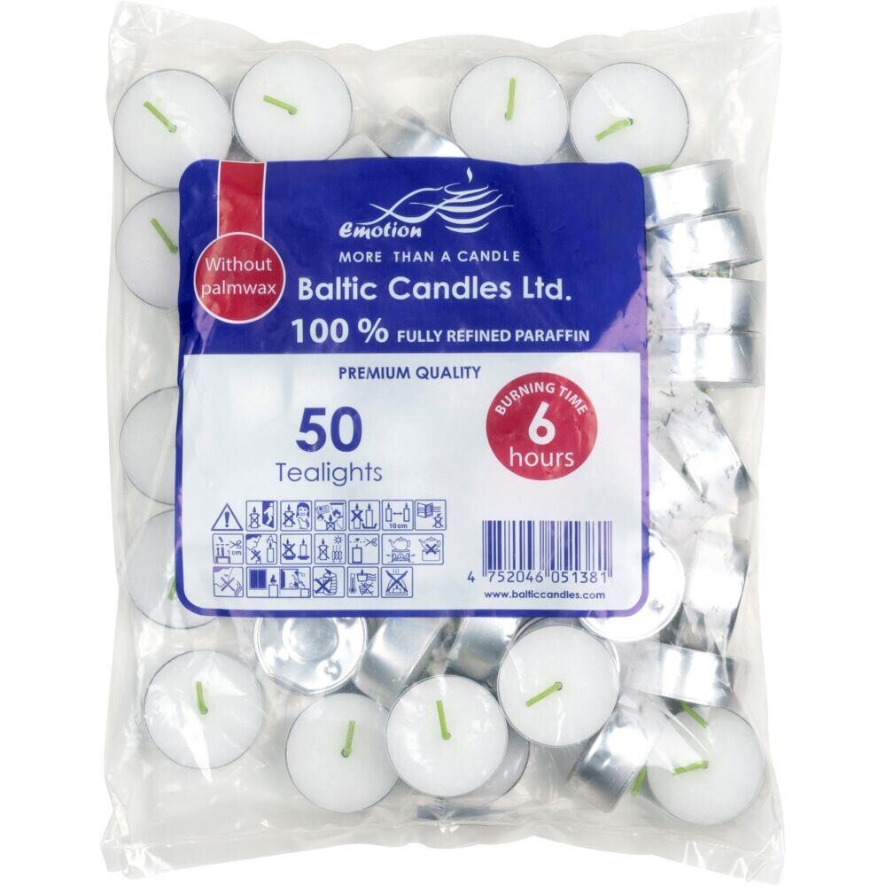 Fyrfadslys, Emotion, Ø3,9cm, hvid, 6 timer, paraffin - 50 stk pr pakke - 12 pakker