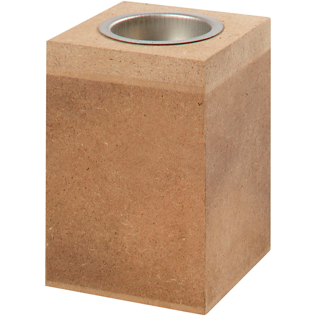 Fyrfadsstage størrelse 7 x 7 cm Højde 10 cm - MDF