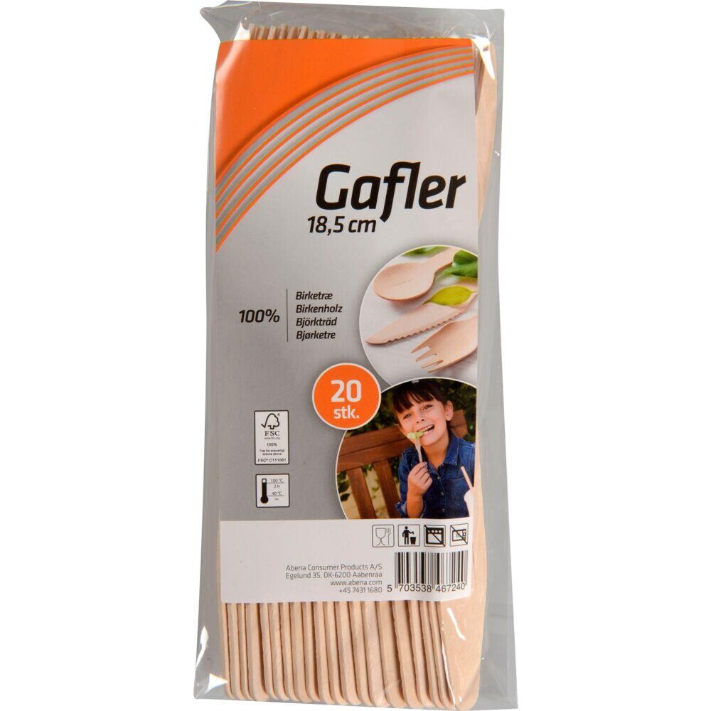 Gaffel Engangsservice, Consumer, 18,5cm, natur, birketræ - 34 pakker