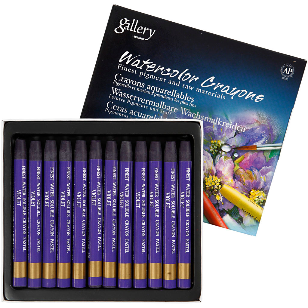 Akvarelkridt - Gallery - Violet (320) - 8 mm - 9,3 cm - 12 stk