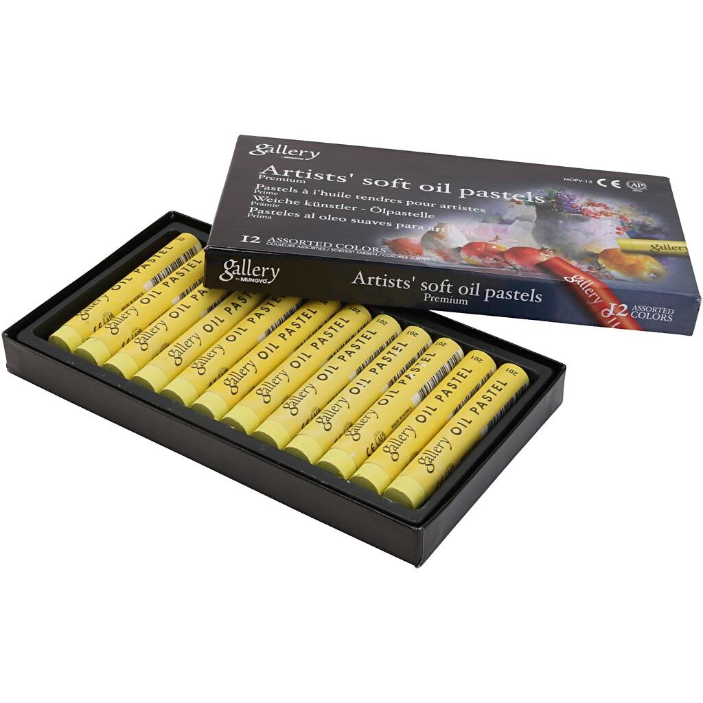 Oliepastelkridt Gallery L: 7 cm diam. 11 mm citrongul - 12 stk pr pakke