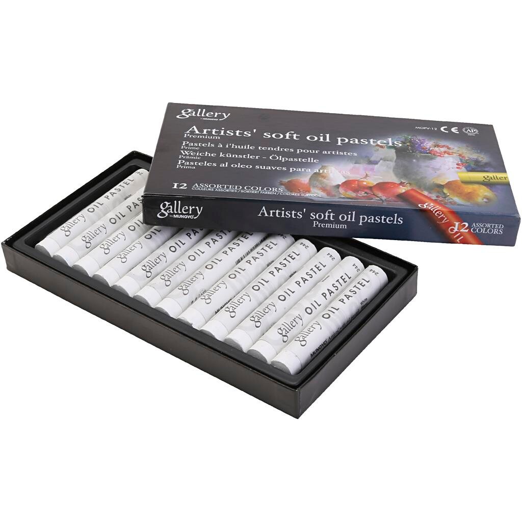 Oliepastelkridt Gallery L: 7 cm diam. 11 mm hvid - 12 stk pr pakke