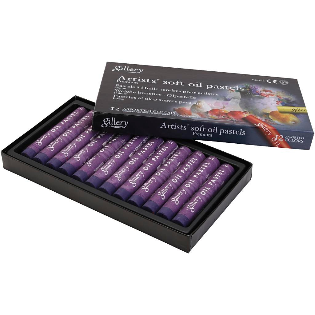Oliepastelkridt Gallery L: 7 cm diam. 11 mm lilla - 12 stk pr pakke