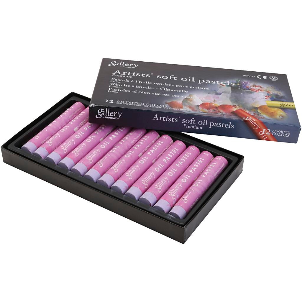 Oliepastelkridt Gallery L: 7 cm diam. 11 mm lys lilla - 12 stk pr pakke