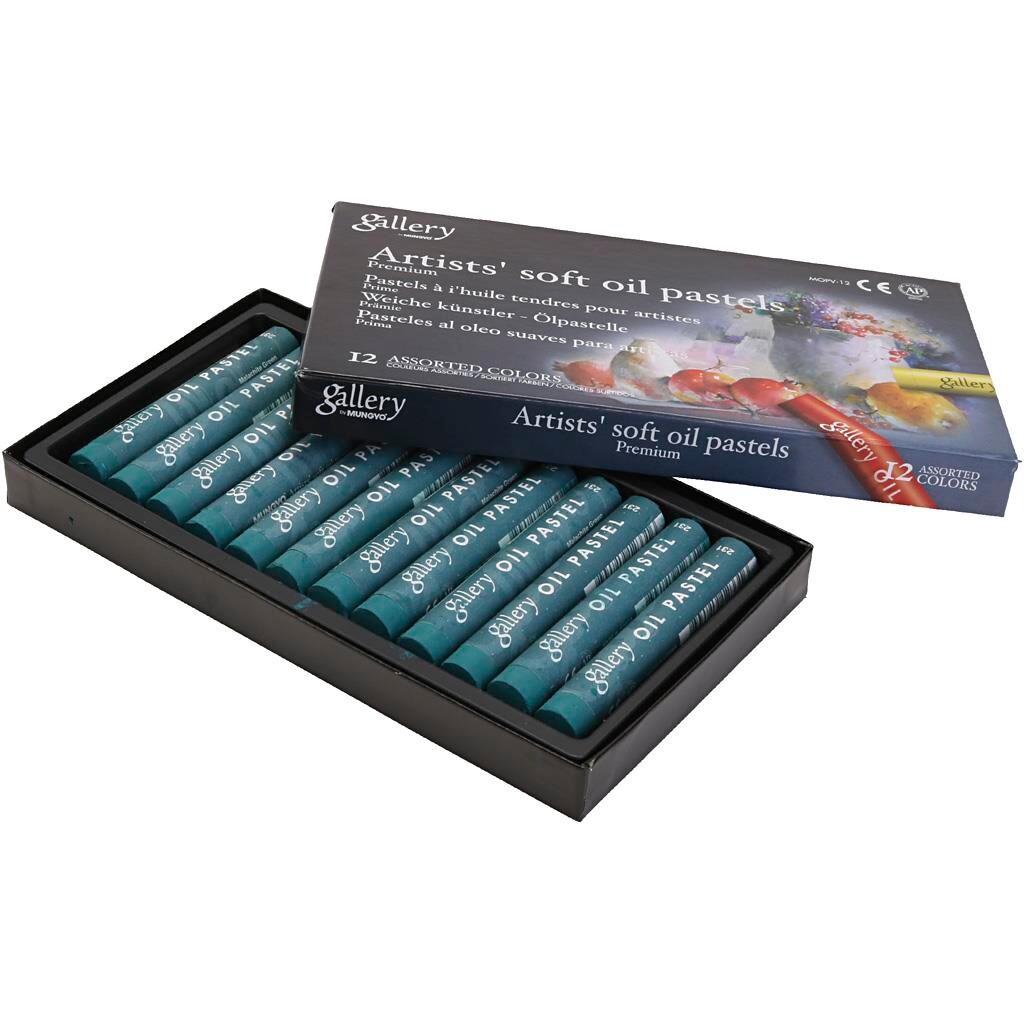 Oliepastelkridt Gallery L: 7 cm diam. 11 mm malachite green (180) - 12 stk pr pakke