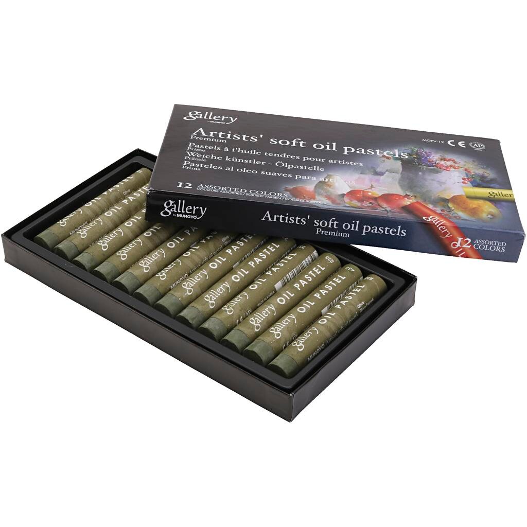 Oliepastelkridt Gallery oliven L: 7 cm diam. 11 mm - 12 stk pr pakke