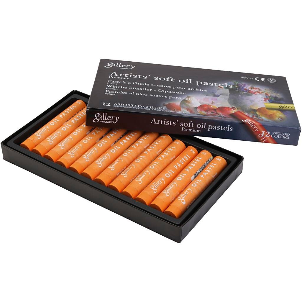 Oliepastelkridt Gallery L: 7 cm diam. 11 mm orange - 12 stk pr pakke
