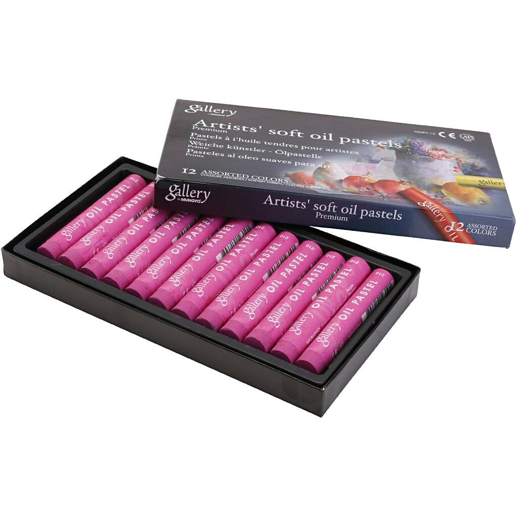 Oliepastelkridt Gallery L: 7 cm diam. 11 mm purpur - 12 stk pr pakke