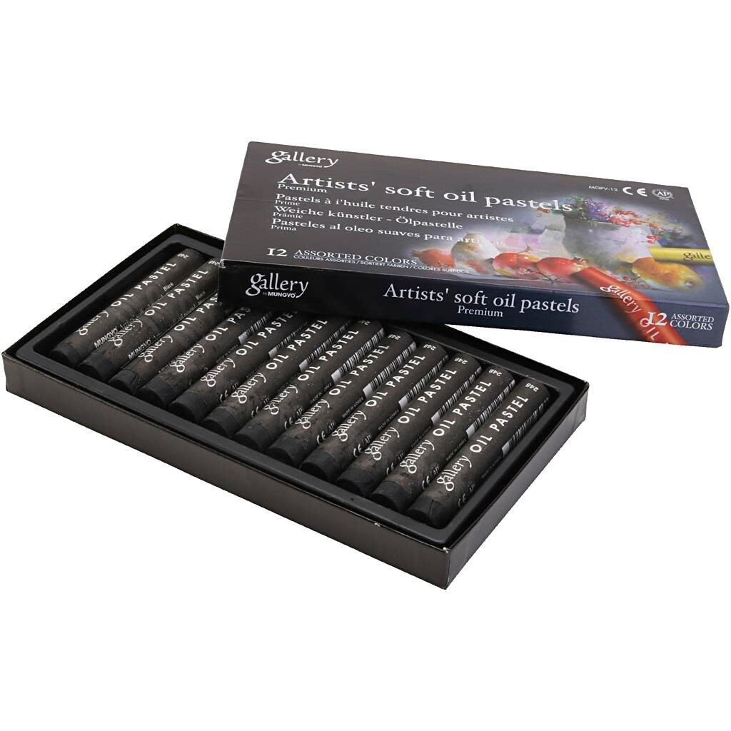 Oliepastelkridt Gallery L: 7 cm diam. 11 mm sort 12 stk pr pakke