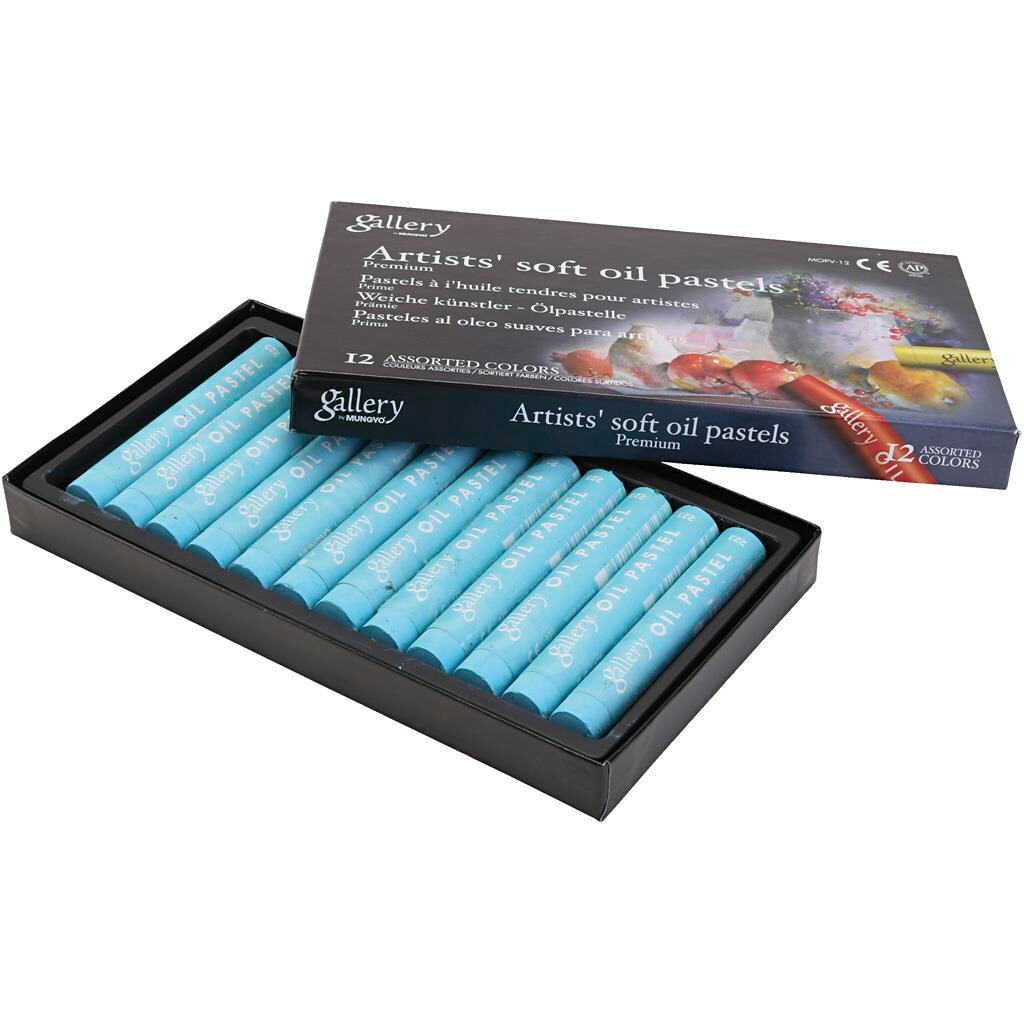 Oliepastelkridt Gallery L: 7 cm diam. 11 mm turkis - 12 stk pr pakke