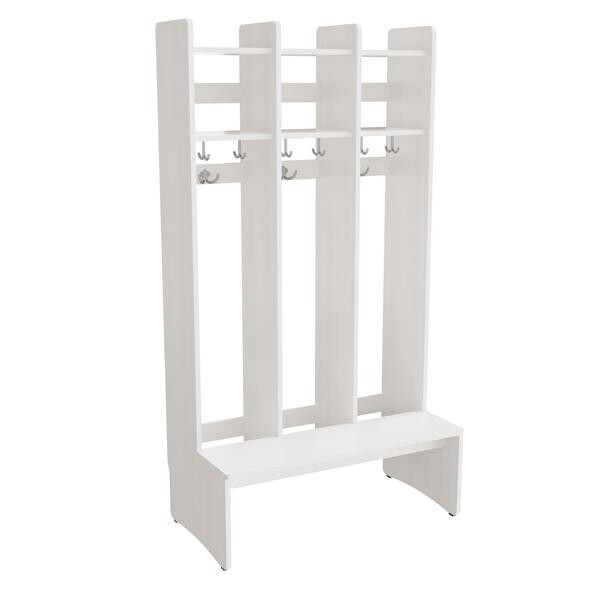 Garderobe børn Eira Light, gulvmodel 3 pladser, 250 mm rumbredde, hvidpigmenteret krydsfinér