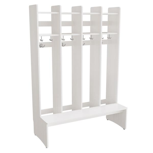 Garderobe børn Eira Light, gulvmodel 4 pladser, 280 mm rumbredde, hvidpigmenteret krydsfinér