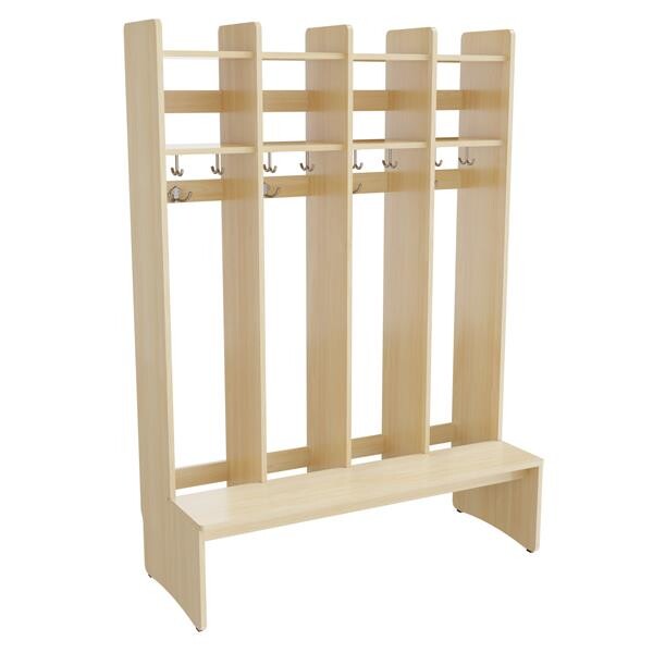 Garderobe børn Eira Light, gulvmodel 4 pladser, 280 mm rumbredde, naturfarvet krydsfinér
