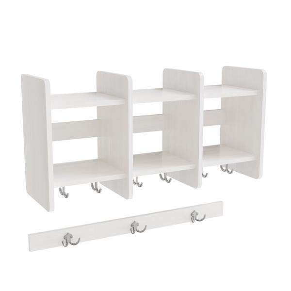 Garderobeindretning Eira Light, overhylde 3 pladser, 220 mm rumbredde, hvidpigmenteret krydsfinér