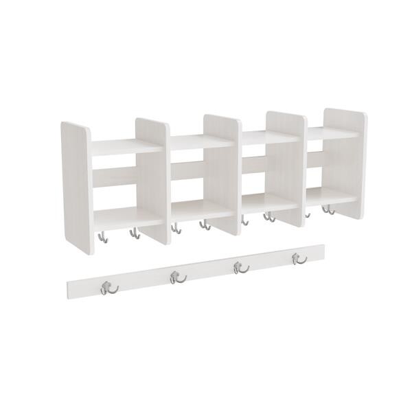 Garderobeindretning Eira Light, overhylde 4 pladser, 220 mm rumbredde, hvidpigmenteret krydsfinér
