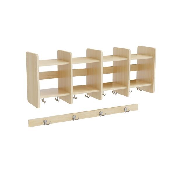Garderobeindretning Eira Light, overhylde 4 pladser, 220 mm rumbredde, naturfarvet krydsfinér