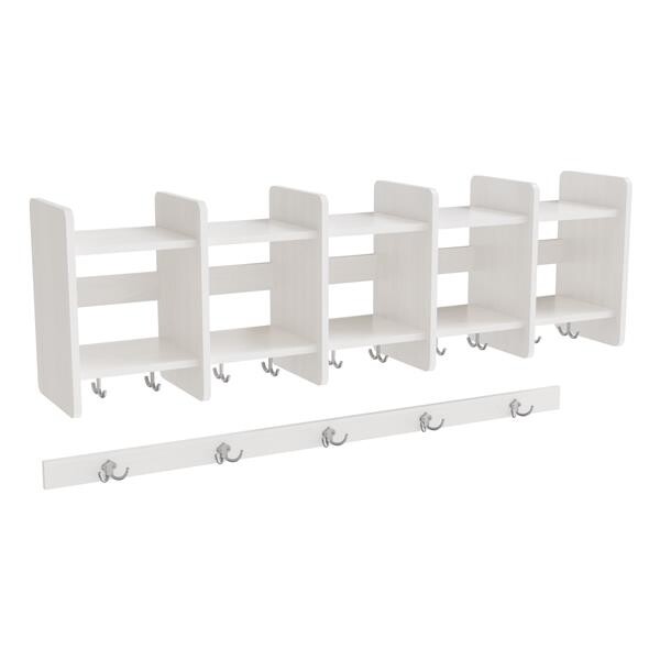 Garderobeindretning Eira Light, overhylde 5 pladser, 220 mm rumbredde, hvidpigmenteret krydsfinér
