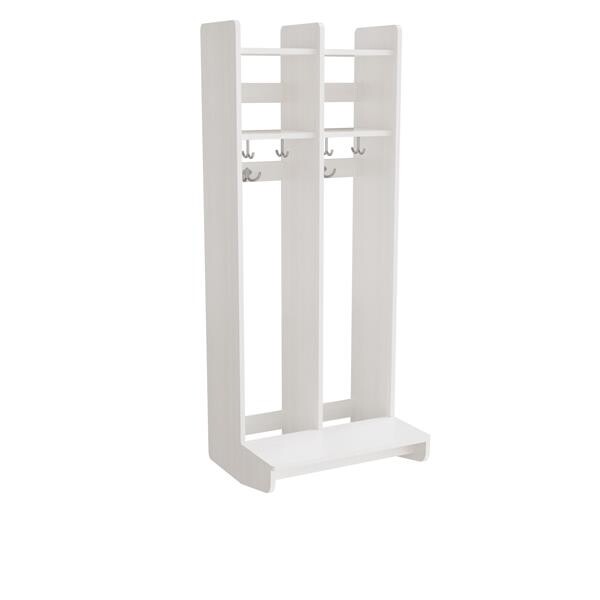 Garderobe børn Eira Light, vægmodel 2 pladser, hvidpigmenteret krydsfinér, rumbredde 250 mm