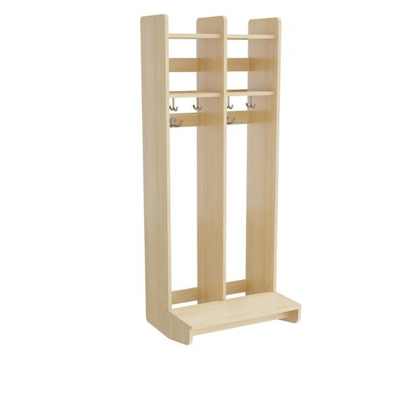 Garderobe børn Eira Light, vægmodel 2 pladser, naturfarvet krydsfinér, rumbredde 220 mm