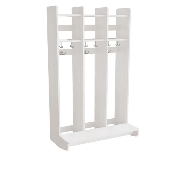 Garderobe børn Eira Light, vægmodel 3 pladser, hvidpigmenteret krydsfinér, rumbredde 220 mm
