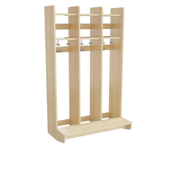 Garderobe børn Eira Light, vægmodel 3 pladser, naturfarvet krydsfinér, rumbredde 250 mm