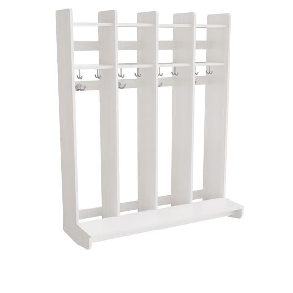 Garderobe børn Eira Light, vægmodel 4 pladser, hvidpigmenteret krydsfinér, rumbredde 220 mm
